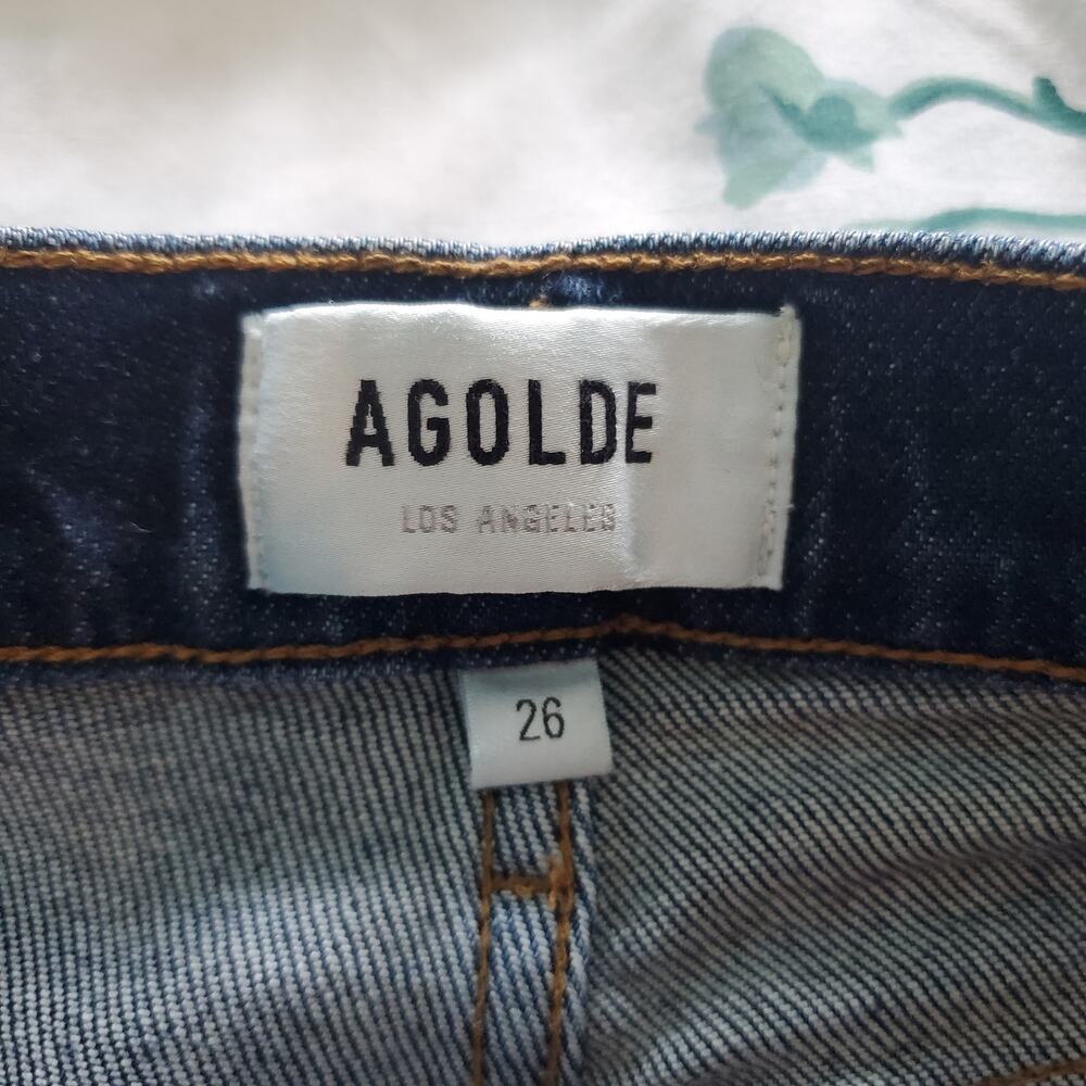 AGOLDE Sophie Mid Rise Skinny Dark Wash Blue Jeans Cabana Wash Size 26 Women's - Picture 4 of 16